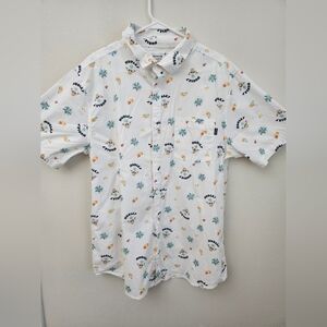 Hurley White Short-Sleeve Printed Button-Up Shirt